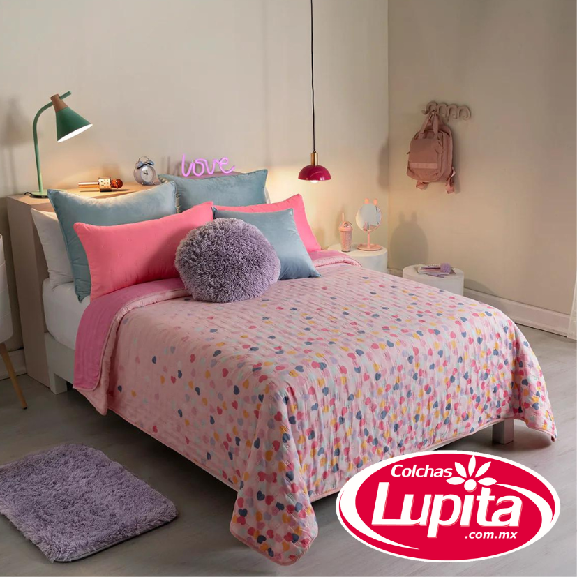 EDREDON NOVO MAT CORAZONES (Vianney 23) Colchas Lupita